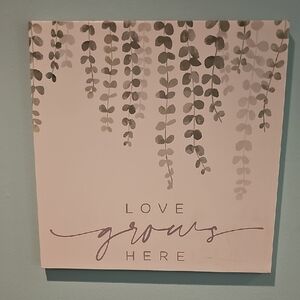 Love Grows Here Wall Art - Green and Gray